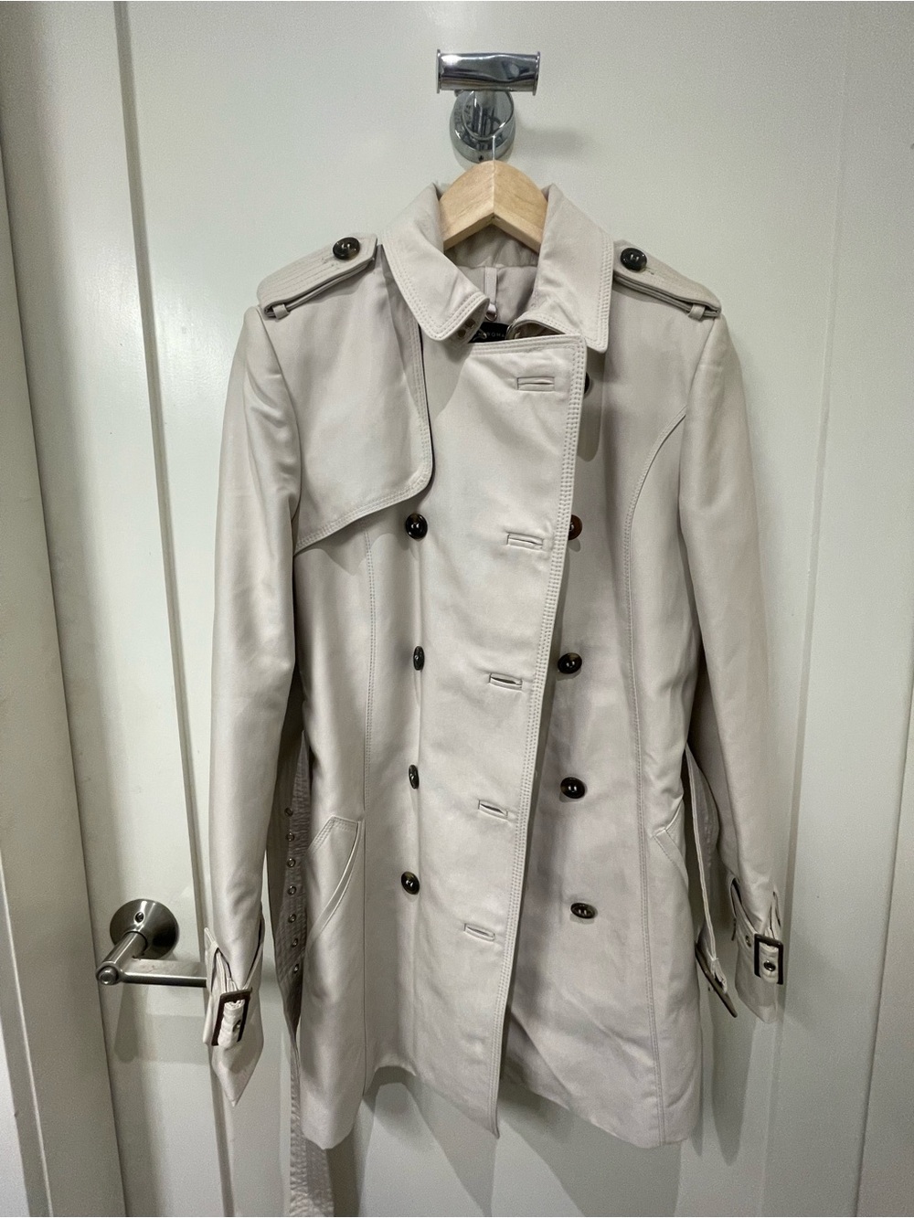 Zara Beige Double-Breasted Trench Coat with Epaulets